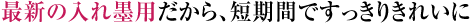 最新の入れ墨用だから、短期間ですっきりきれいに