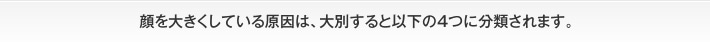 顔を大きくしている原因は、大別すると以下の4つに分類されます。