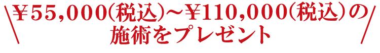 ＼￥55,000（税込）～￥110,000（税込）の施術をプレゼント／