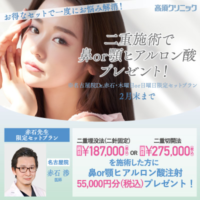 お得なセットで一度にお悩み解消！/二重施術で鼻or顎ヒアルロン酸プレゼント！